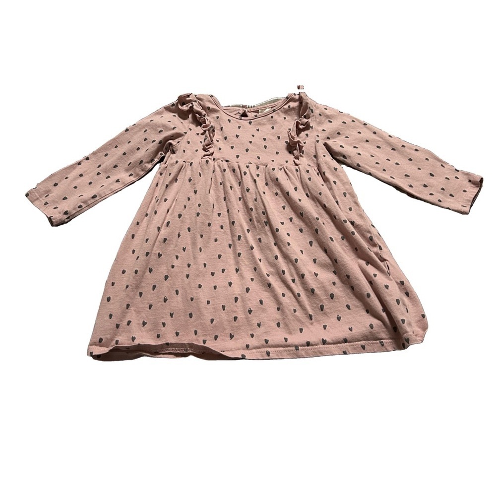 Pink H&M Heart Pattern Long Sleeve Dress